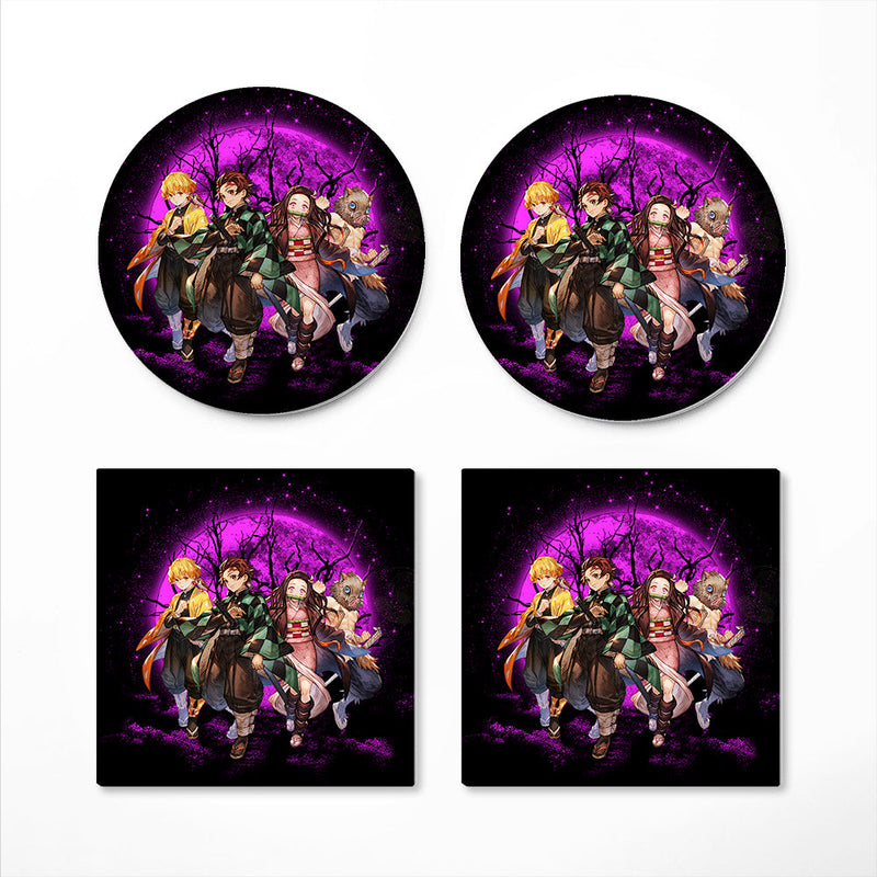 Demon Slayer Team Pink Moonlight Ceramic Decor Coaster - Gift Idea