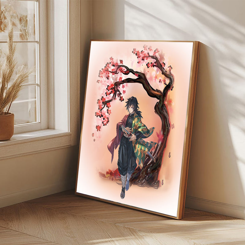 Demon Slayer Giyu Anime Cherry Blossom Japan - Living Room - Canvas Wall Art - Print - Wall Decor