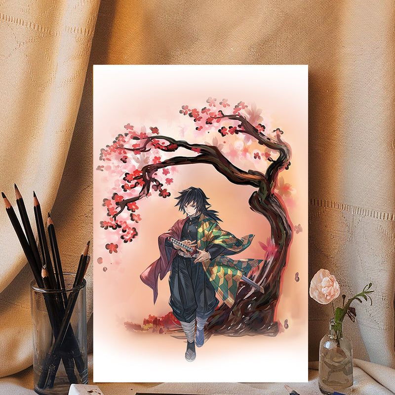 Demon Slayer Giyu Anime Cherry Blossom Japan - Living Room - Canvas Wall Art - Print - Wall Decor