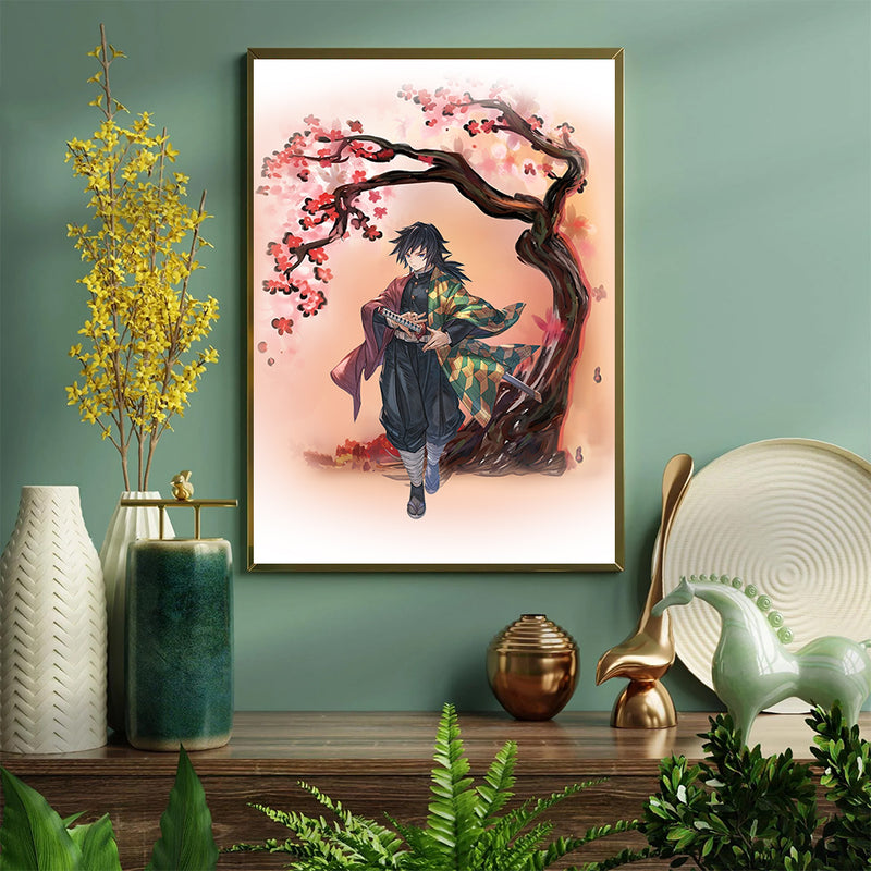 Demon Slayer Giyu Anime Cherry Blossom Japan - Living Room - Canvas Wall Art - Print - Wall Decor