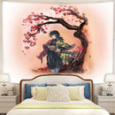 Demon Slayer Giyu Anime Cherry Blossom Tapestry