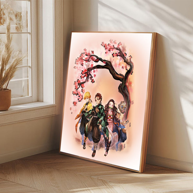 Kimetsu No Yaiba Anime Cherry Blossom Japan - Living Room - Canvas Wall Art - Print - Wall Decor