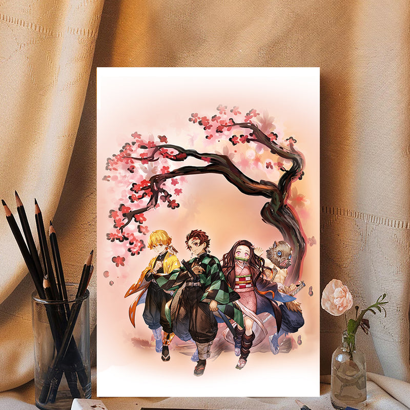 Kimetsu No Yaiba Anime Cherry Blossom Japan - Living Room - Canvas Wall Art - Print - Wall Decor