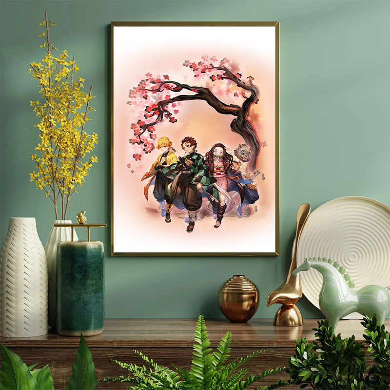 Kimetsu No Yaiba Anime Cherry Blossom Japan - Living Room - Canvas Wall Art - Print - Wall Decor