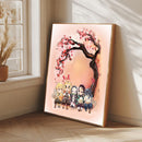 Demon Slayer Team Chibi Anime Cherry Blossom- Living Room - Canvas Wall Art - Print - Wall Decor