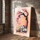 Demon Slayer Team Chibi Anime Cherry Blossom- Living Room - Canvas Wall Art - Print - Wall Decor