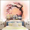 Demon Slayer Team Chibi Anime Cherry Blossom Tapestry