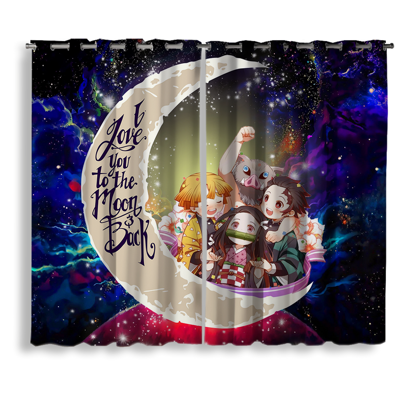 Demond Slayer Team Love You To The Moon Galaxy Window Curtain