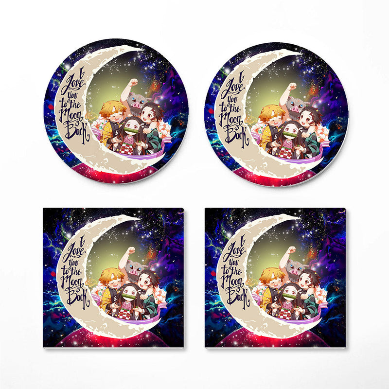 Demond Slayer Team Love You To The Moon Galaxy Ceramic Decor Coaster - Gift Idea