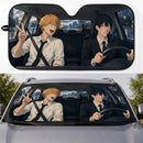 Denji And Hayakawa Aki Anime Chainsaw Man Custom Car Windshield Sunshades