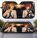 Denji And Makima Anime Chainsaw Man Car Auto Sunshades