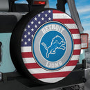 Detroit Lions US Flag Jeep Car Spare Tire Cover