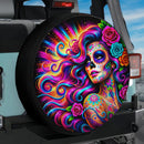Dia De Los Muertos Colorful Calavera Woman Car Spare Tire Cover With Camera Hole