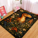 Dinosaur Raptor in Bloom Rectangular Area Rug