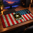 Distressed American Flag with U.S. Army Emblem Desk Mat