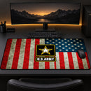 Distressed American Flag with U.S. Army Emblem Desk Mat