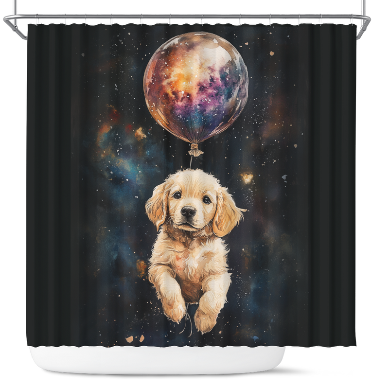Dog Watercolor Star Night Shower Curtain