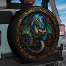 Drago Reading Staned Glass Car Spare Tire Cover