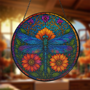 Dragon Fly Round Stained Glass Suncatcher