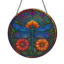 Dragon Fly Round Stained Glass Suncatcher