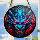 Dragon Red Eyes Round Stained Glass Suncatcher