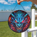 Dragon Red Eyes Round Stained Glass Suncatcher
