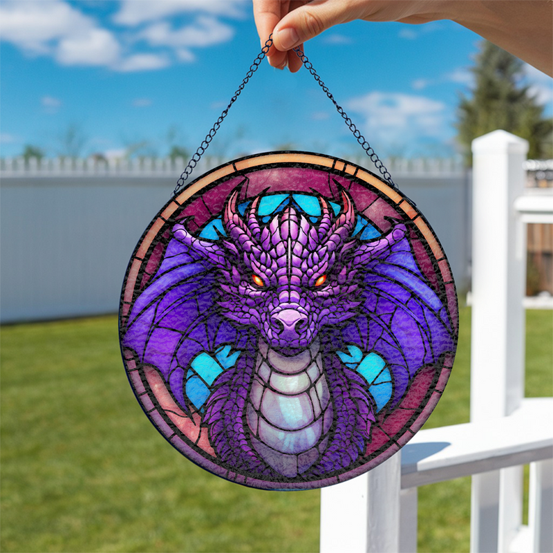Dragon Round Stained Glass Suncatcher