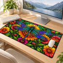 Dragonfly Floral Stained Glass Desk Mat