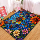 Dragonfly  Stained Glass Rectangular Area Rug