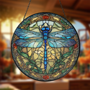 Dragonfly Round Stained Glass Suncatcher