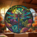 Dragonfly 1 Round Stained Glass Suncatcher