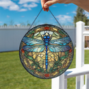Dragonfly Round Stained Glass Suncatcher