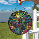 Dragonfly 1 Round Stained Glass Suncatcher