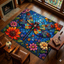 Dragonfly  Stained Glass Rectangular Area Rug
