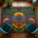 Dragonfly Stained Glass Rectangular Area Rug