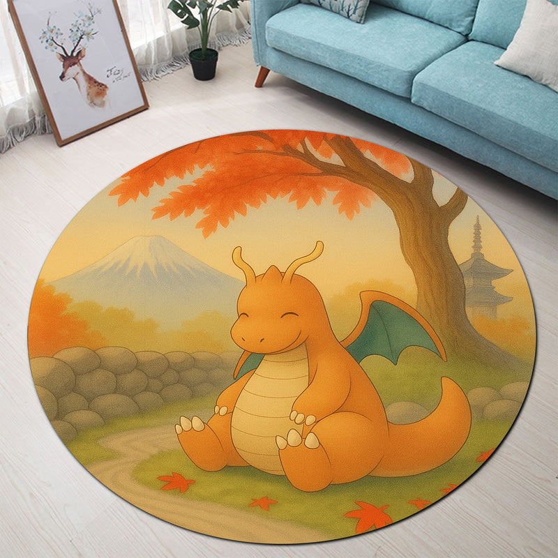 Dragonite Pokemon Japan Autumn Round Rug