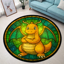 Dragonite Pokemon Stained Glass Round Rug
