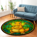 Dragonite Pokemon Stained Glass Round Rug