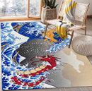 Dragonite x Shiny Red Gyarados The Great Wave Rectangular Area Rug
