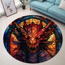 Dragon Stained Glass Round Rug