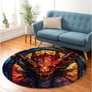 Dragon Stained Glass Round Rug