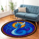 Dragonair Pokemon Stained Glass Round Rug