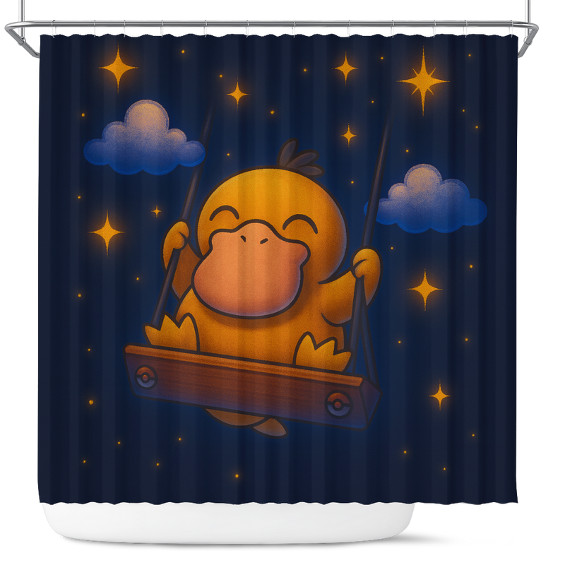 Dreamy Swing Psyduck Pokemon Shower Curtain