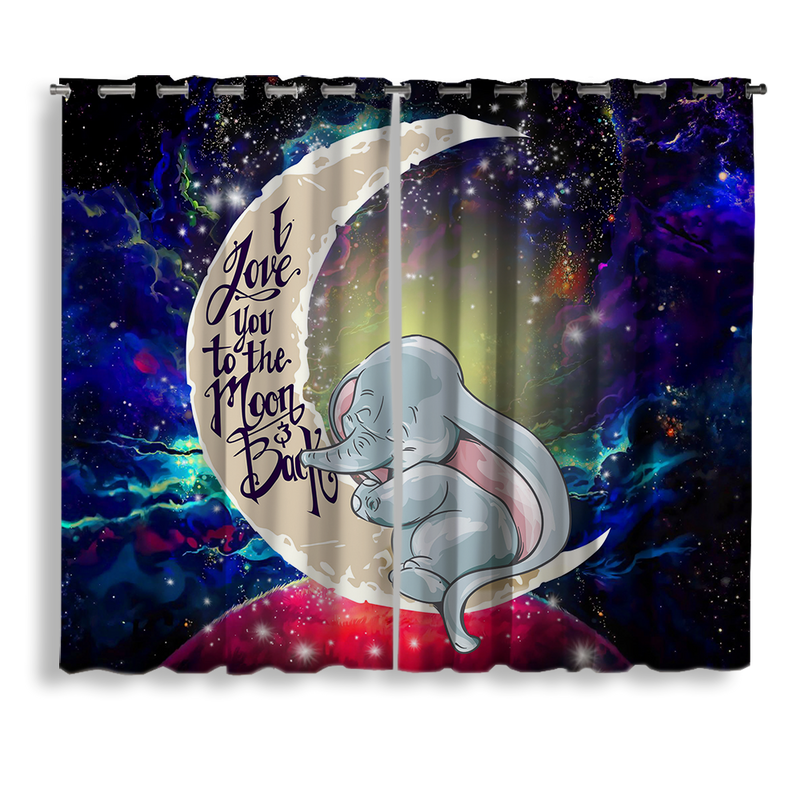 Dumbo Elephant Love You To The Moon Galaxy Window Curtain