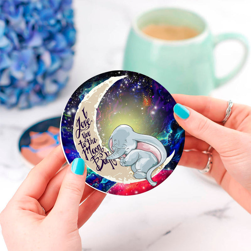 Dumbo Elephant Love You To The Moon Galaxy Ceramic Decor Coaster - Gift Idea