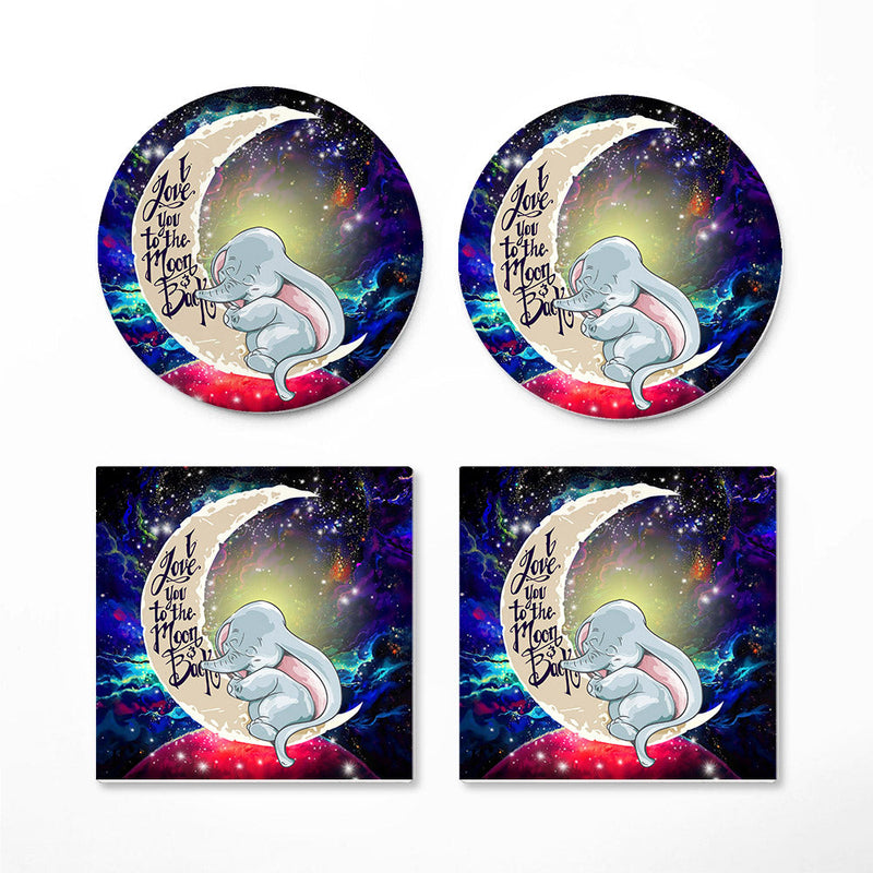 Dumbo Elephant Love You To The Moon Galaxy Ceramic Decor Coaster - Gift Idea