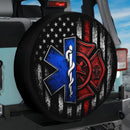 EMT Firefighter American Flag Symbol Car Spare Tire Cover