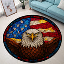 Eagle American Flag Stained Glass Round Rug