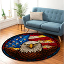 Eagle American Flag Stained Glass Round Rug