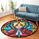 Edward Elric Fullmetal Alchemist Japan Anime Stained Glass Round Rug
